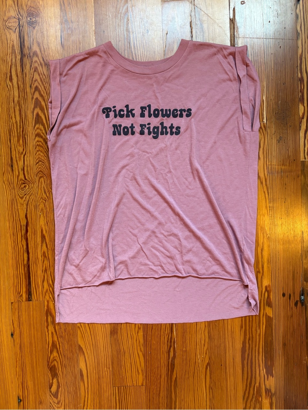 The Bee & the Fox Pick Flowers Not Fights Pink Muscle Tee